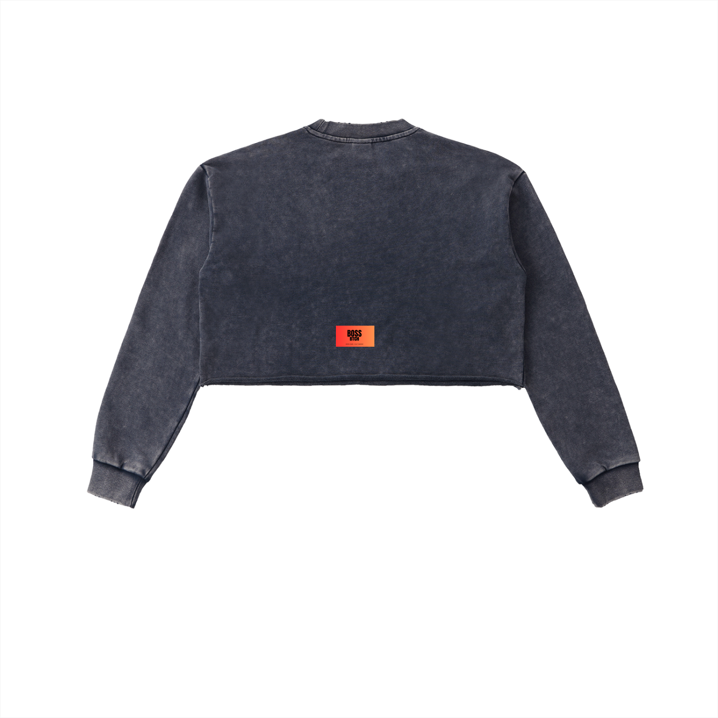 BoSS BTCH You Can Choke Snow Washed Raw Edge Cropped Sweatshirt