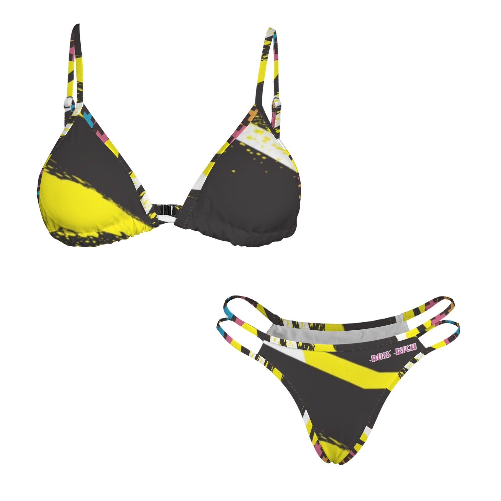 BoSS BTCH Retro Yellow Abstract bikini