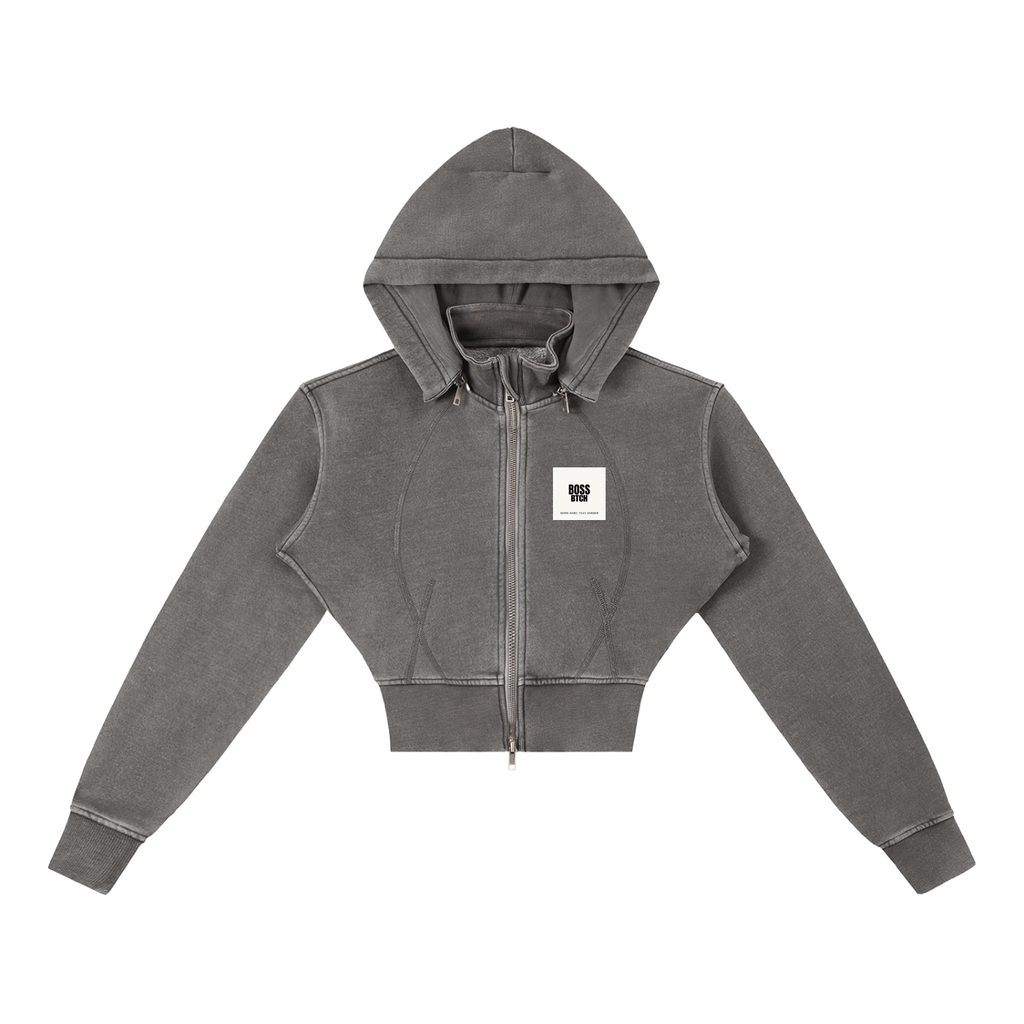 Sudadera de felpa recortada vintage lavada BoSS BTCH