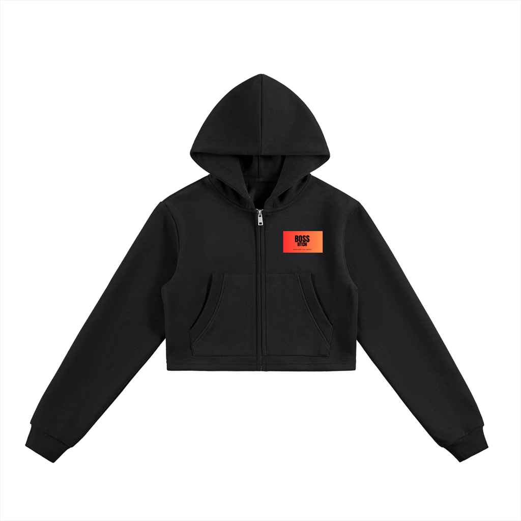 Sudadera con capucha recortada y cremallera BoSS BTCH