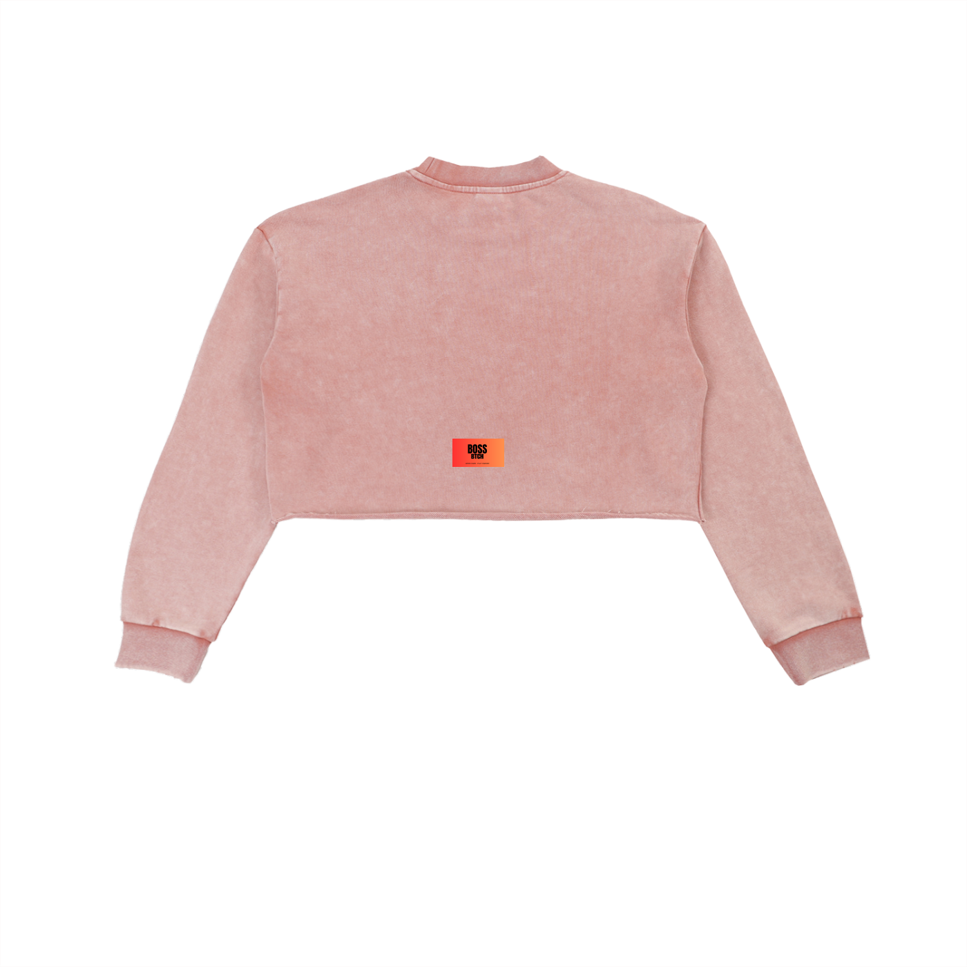 BoSS BTCH You Can Choke Snow Washed Raw Edge Cropped Sweatshirt