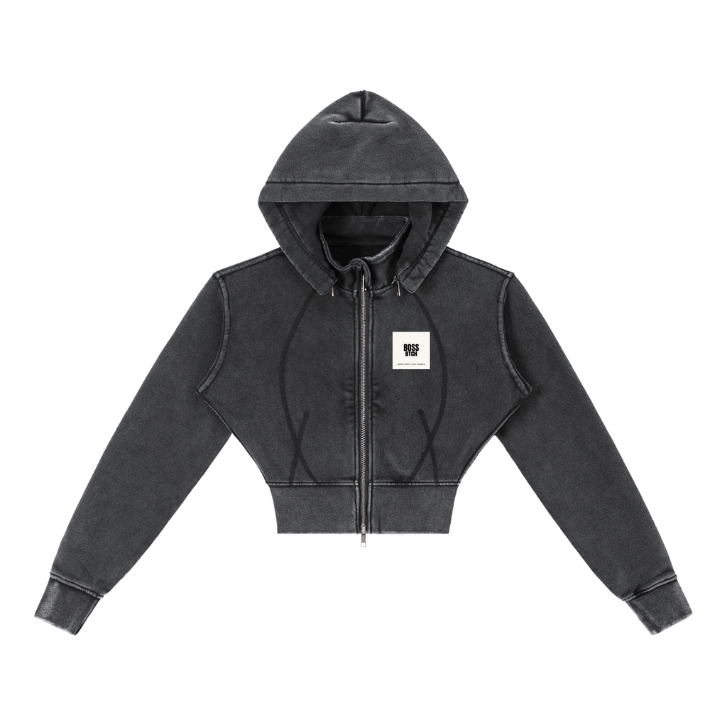 Sudadera de felpa recortada vintage lavada BoSS BTCH