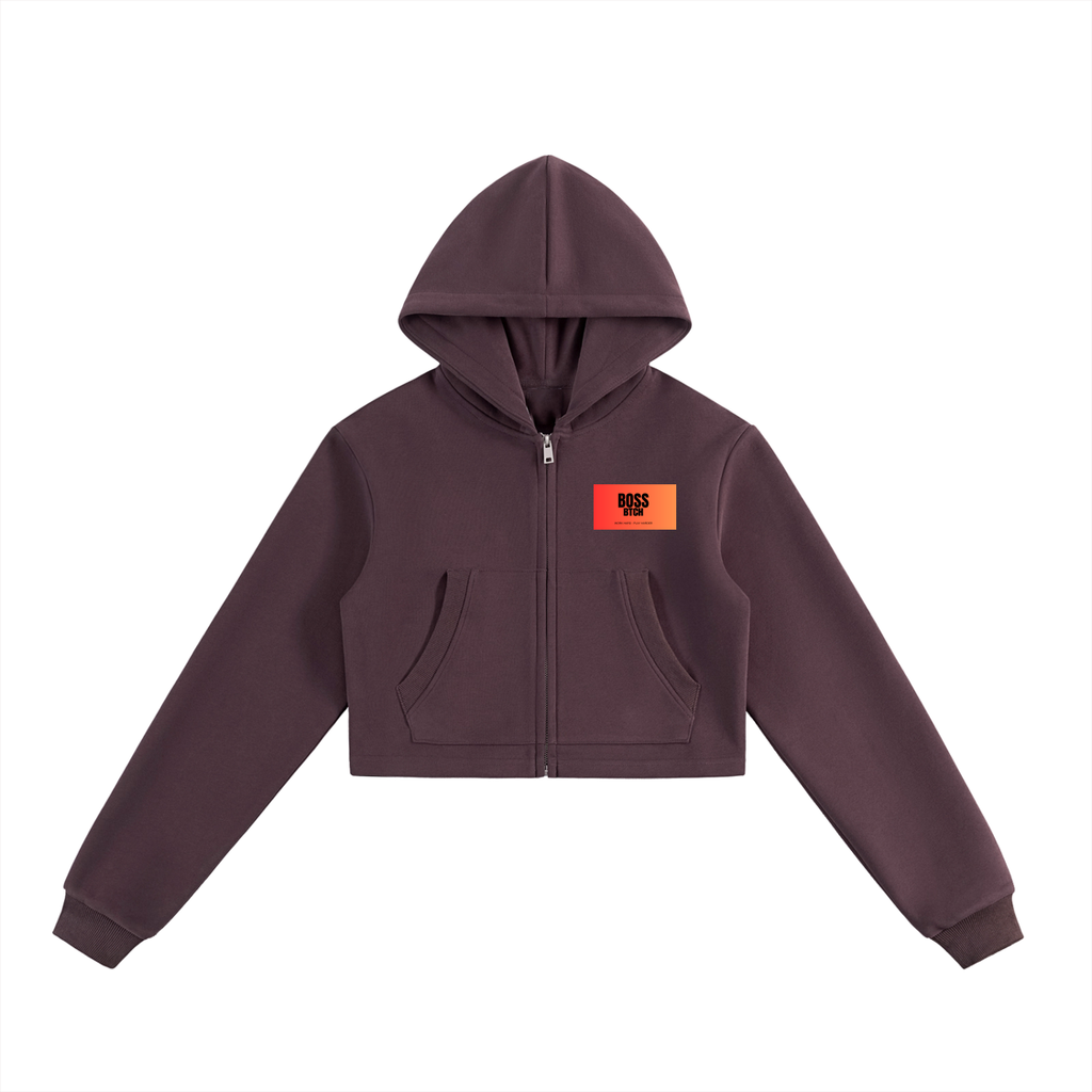 Sudadera con capucha recortada y cremallera BoSS BTCH