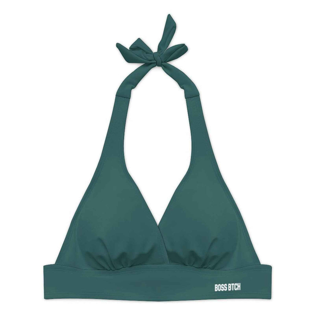 BOSS BTCH Green Halter Bikini Set with High Slit Skort