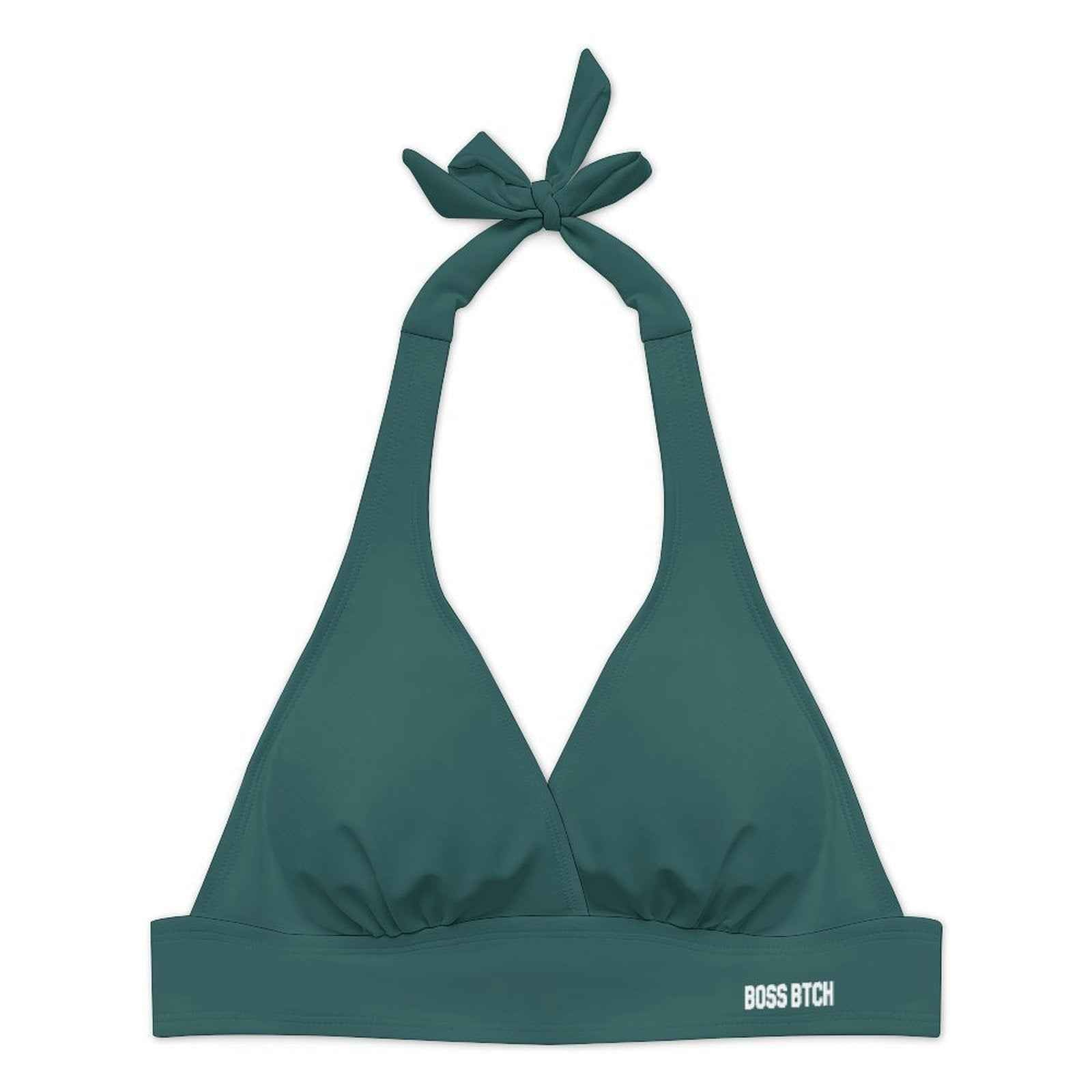 BOSS BTCH Green Halter Bikini Set with High Slit Skort