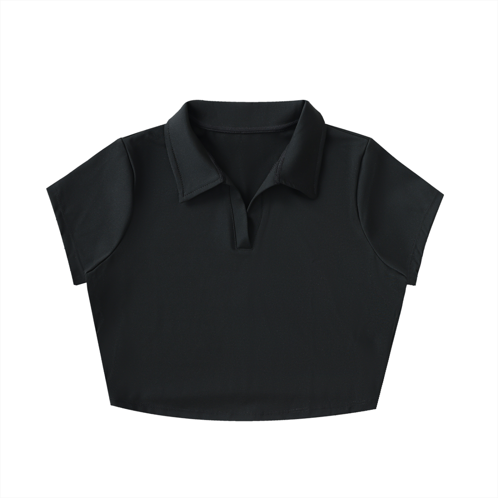 BoSS BTCH V-Neck Lapel Crop Top