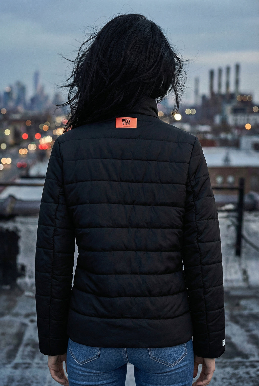BOSS BTCH Black Padded Lightweight Puffer Bomber Jacket