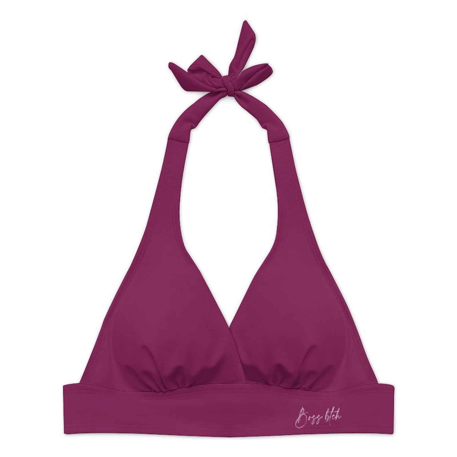 BOSS BTCH Berry Halter Bikini Set with High Slit Skort