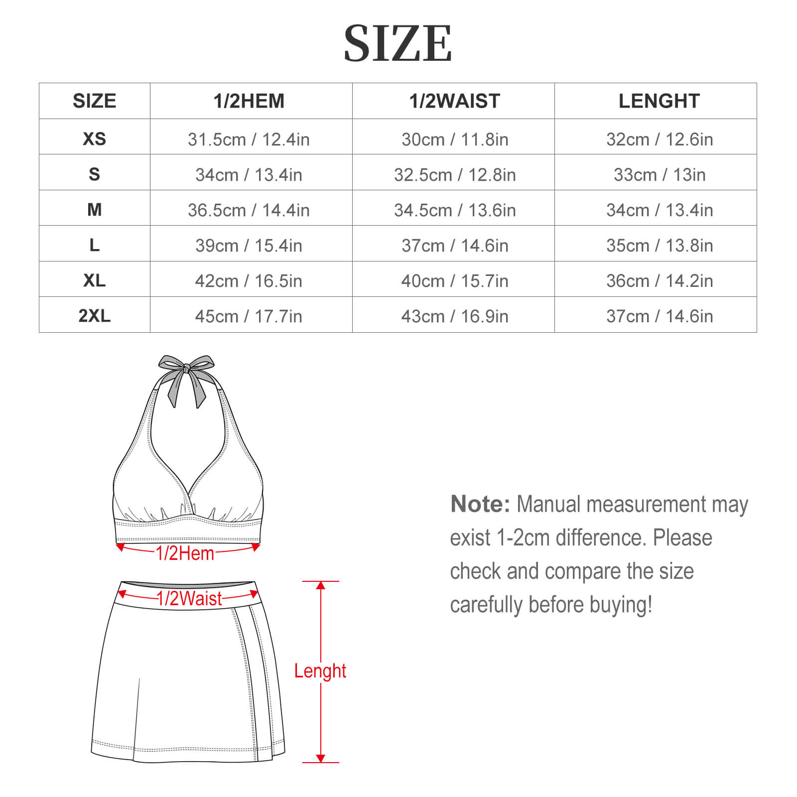 Customizable Women's Halter Bikini Set with High Slit Skort