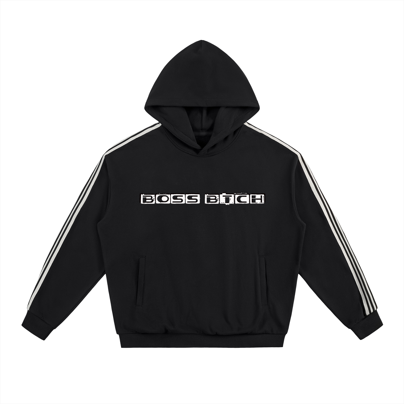 Sudadera con Capucha de Hombro Caído y Rayas Laterales Sobredimensionada BoSS BTCH