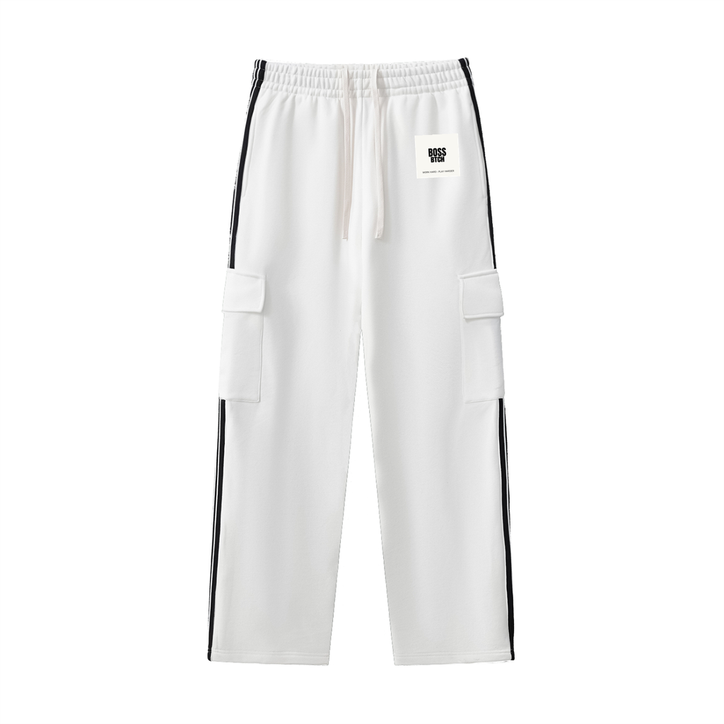 Pantalones de chándal rectos con cordón y franjas laterales BoSS BTCH