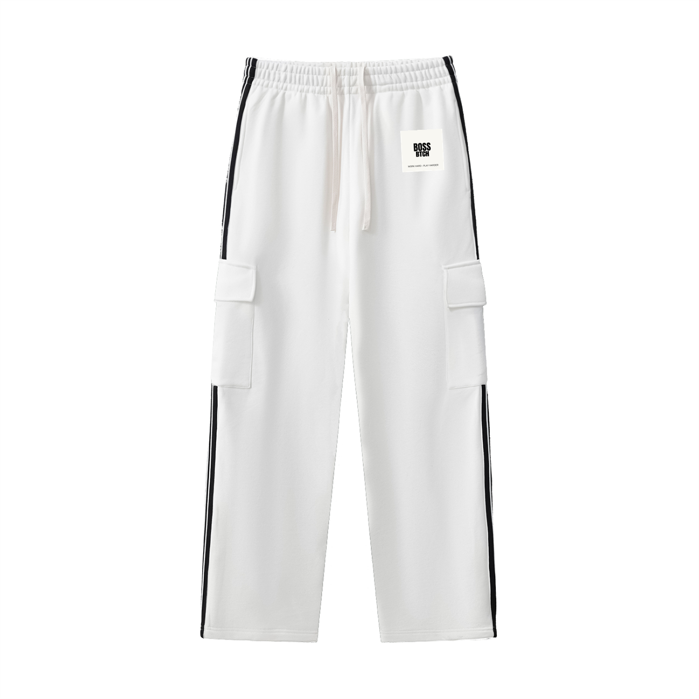 Pantalones de chándal rectos con cordón y franjas laterales BoSS BTCH