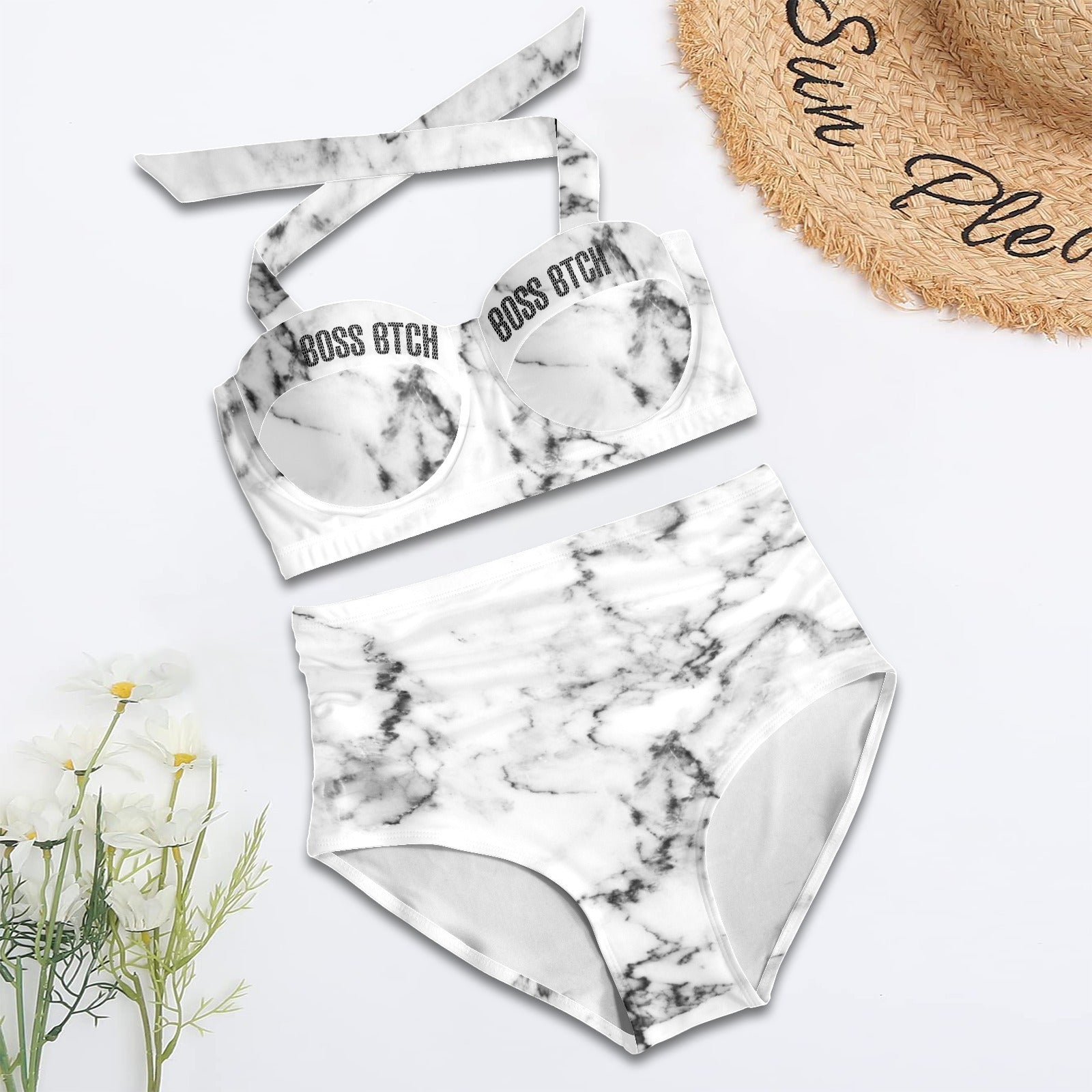 BoSS BTCH Marble High Waisted Swimsuit