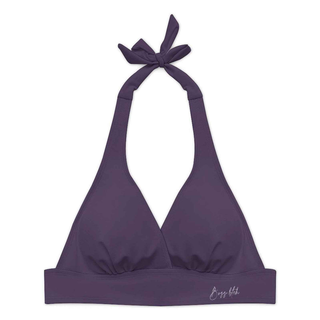 BOSS BTCH Deep Purple Halter Bikini Set with High Slit Skort
