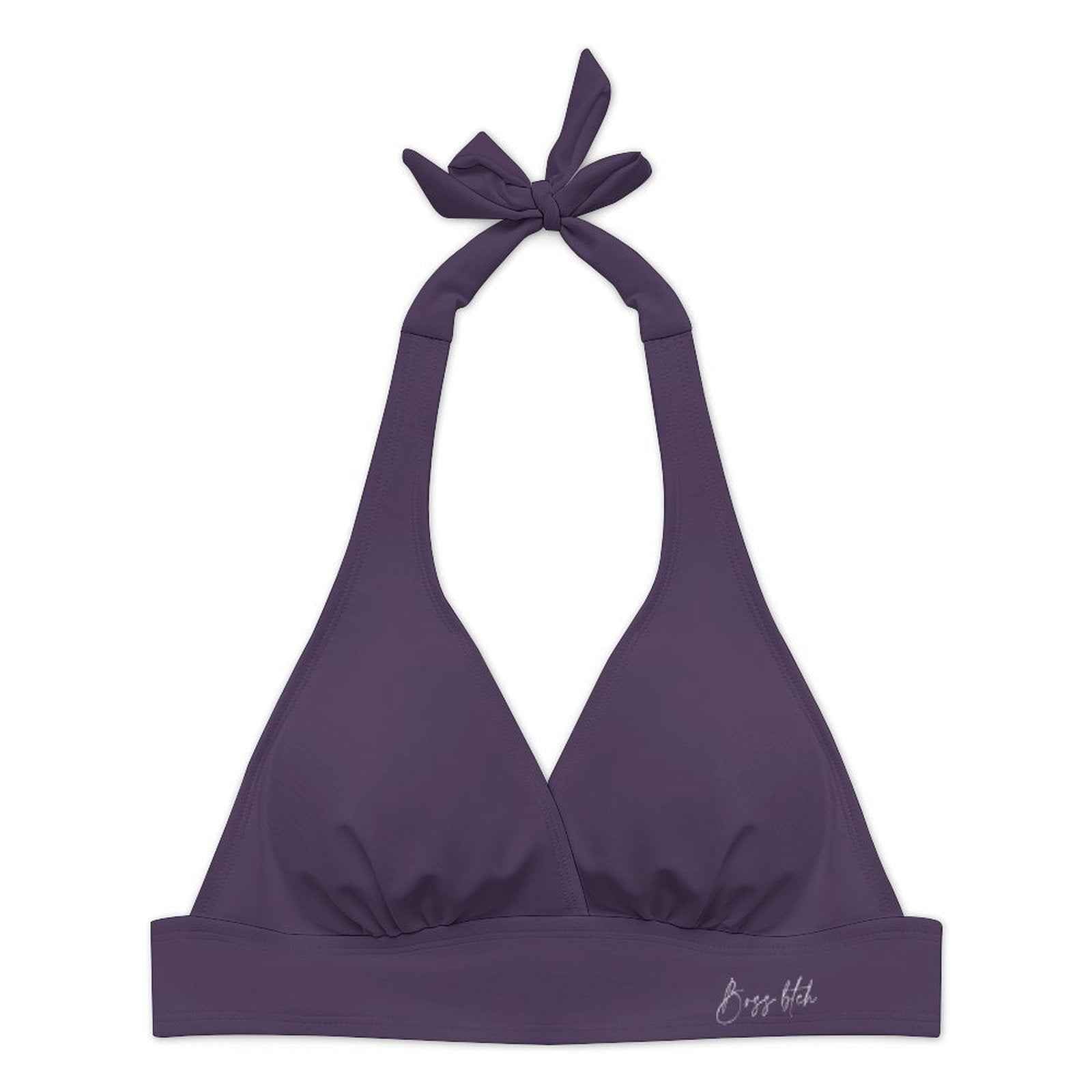BOSS BTCH Deep Purple Halter Bikini Set with High Slit Skort