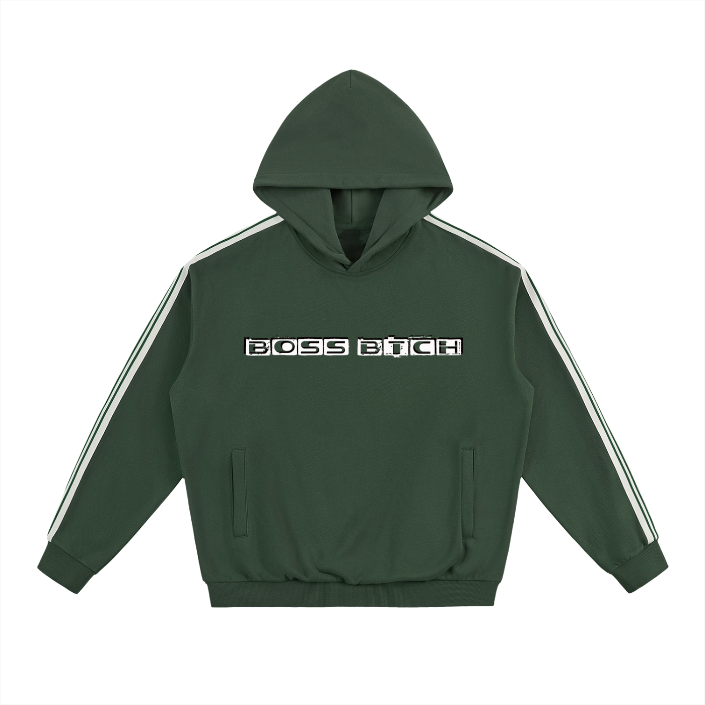 Sudadera con Capucha de Hombro Caído y Rayas Laterales Sobredimensionada BoSS BTCH