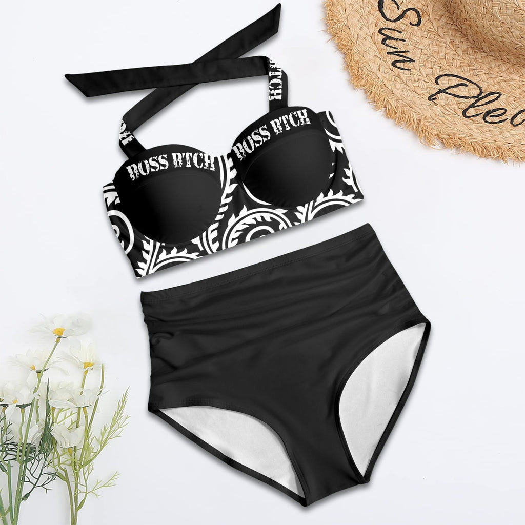 BoSS BTCH B&W High Waisted Swimsuit