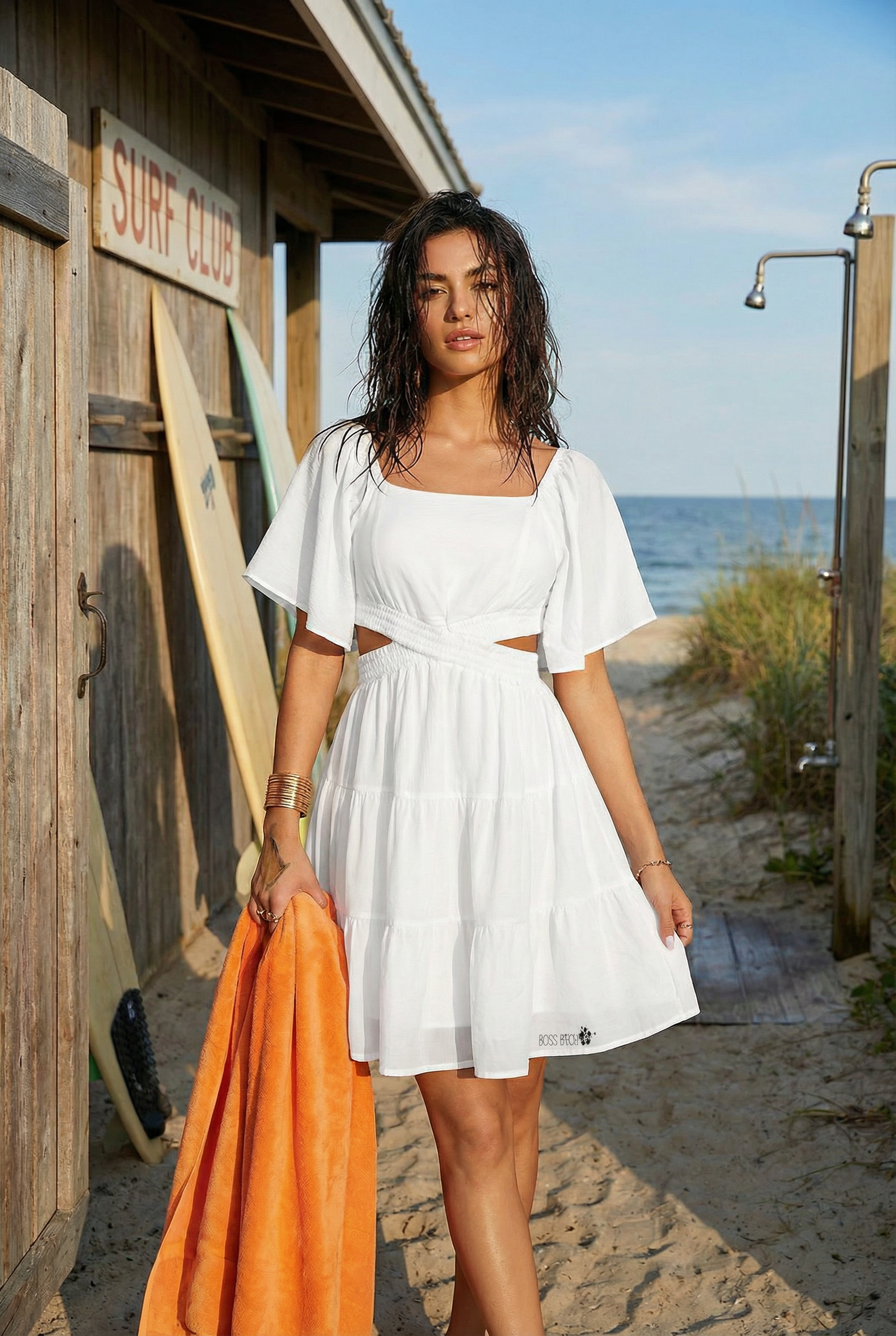 Vestido Blanco con Corte y Volantes BOSS BTCH