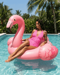 BOSS BTCH 1-Piece Bright Pink Print Halter Swimsuit