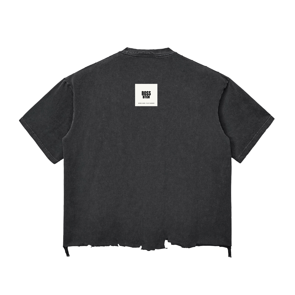 BoSS BTCH Oversized Snow Wash Raw-Hem Boxy T-shirt