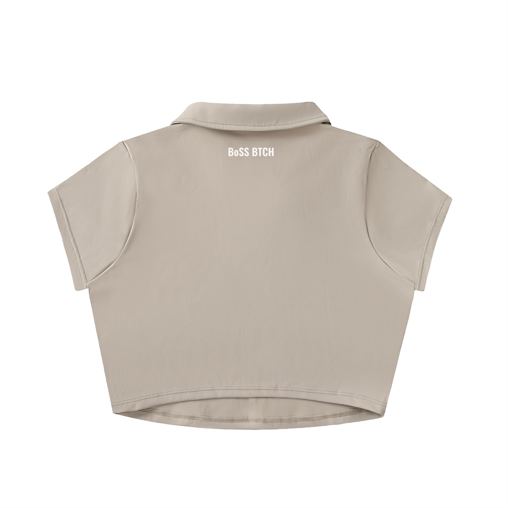 BoSS BTCH V-Neck Lapel Crop Top