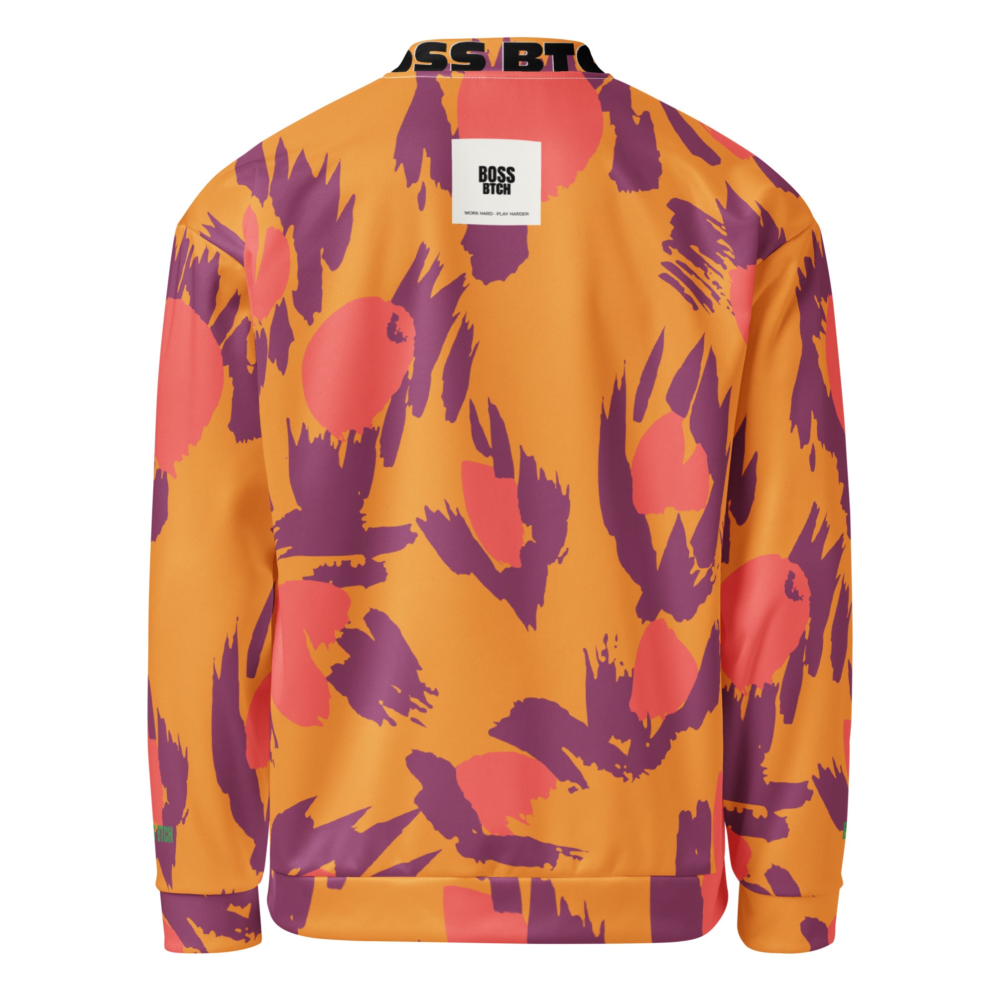 BoSS BTCH Bright Orange Print Bomber Jacket.