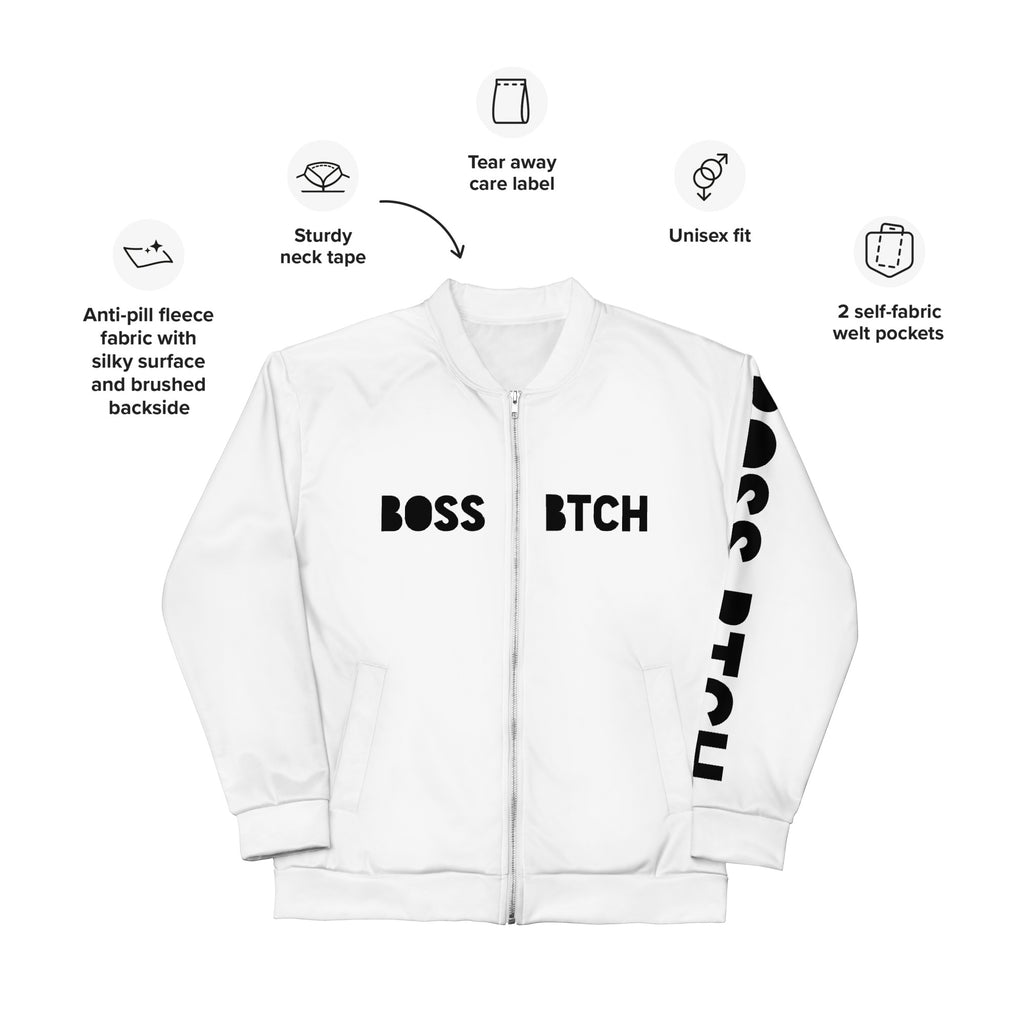 BoSS BTCH White Bomber Jacket - Boss BTCH