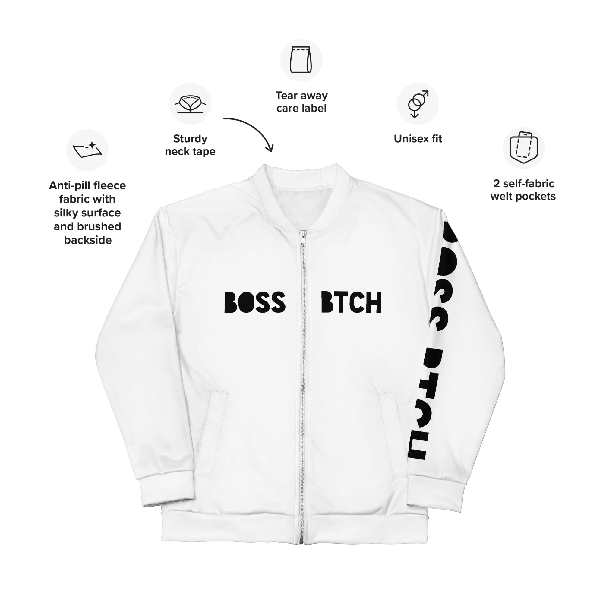 BoSS BTCH White Bomber Jacket - Boss BTCH