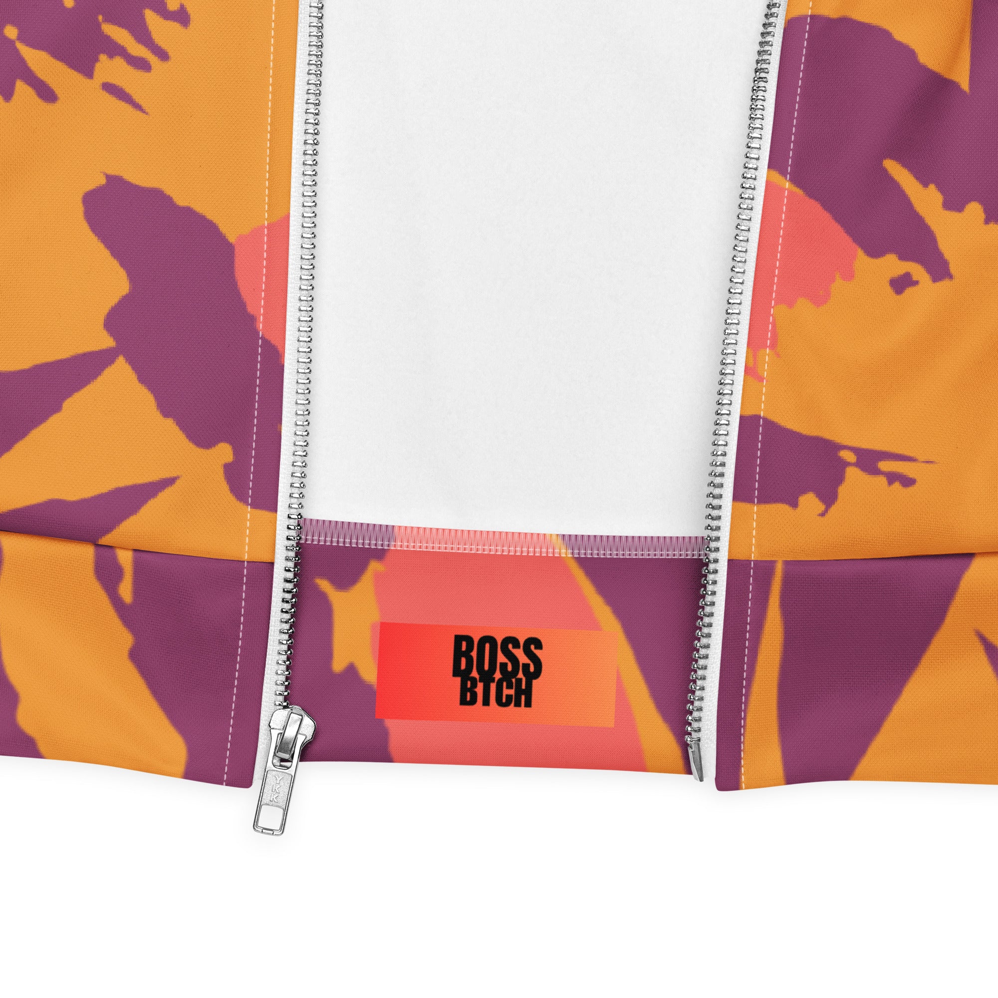 BoSS BTCH Bright Orange Print Bomber Jacket.