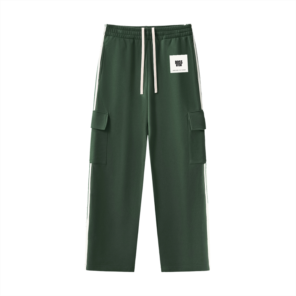 Pantalones de chándal rectos con cordón y franjas laterales BoSS BTCH