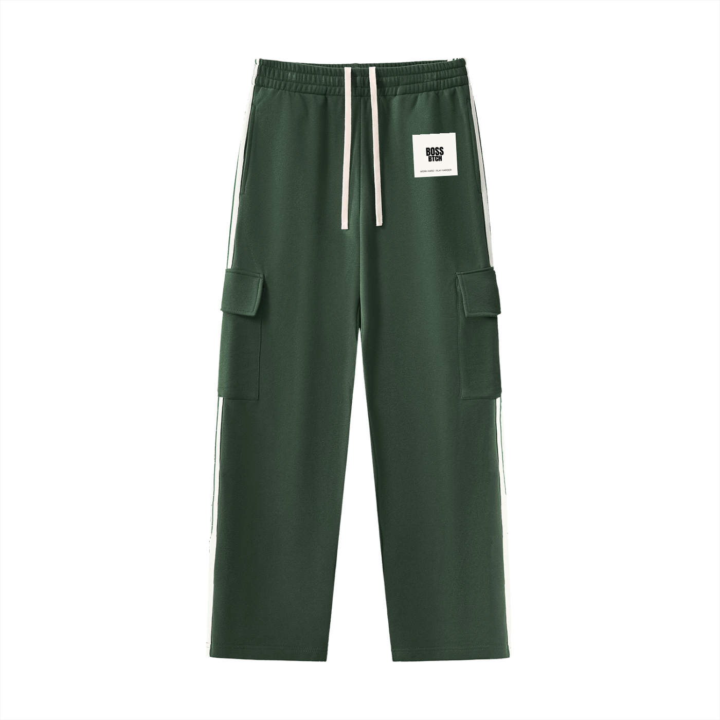 Pantalones de chándal rectos con cordón y franjas laterales BoSS BTCH