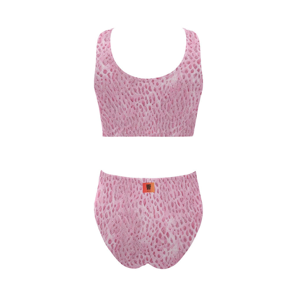 BOSS BTCH Pink Crocodile Print Front Tie High Waisted Bikini