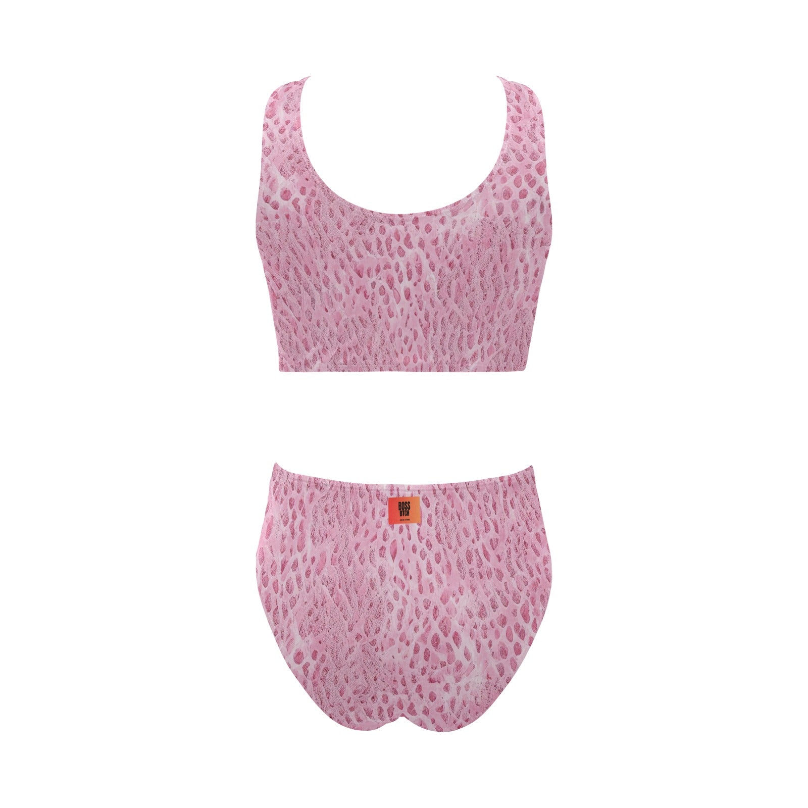 BOSS BTCH Pink Crocodile Print Front Tie High Waisted Bikini
