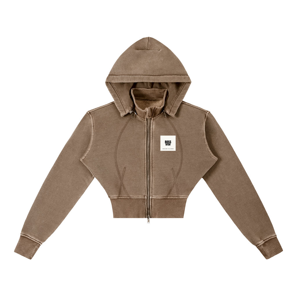 Sudadera de felpa recortada vintage lavada BoSS BTCH