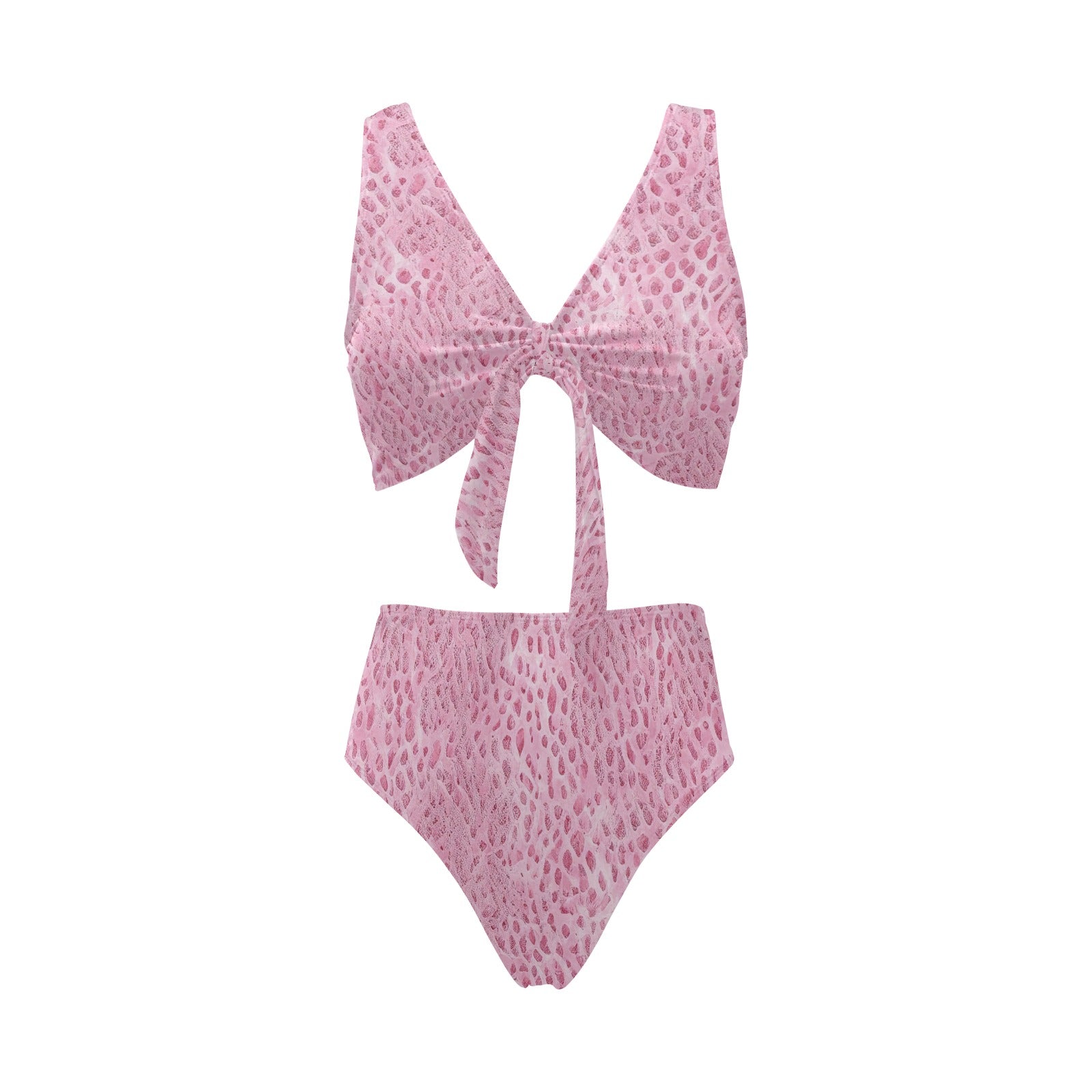 BOSS BTCH Pink Crocodile Print Front Tie High Waisted Bikini
