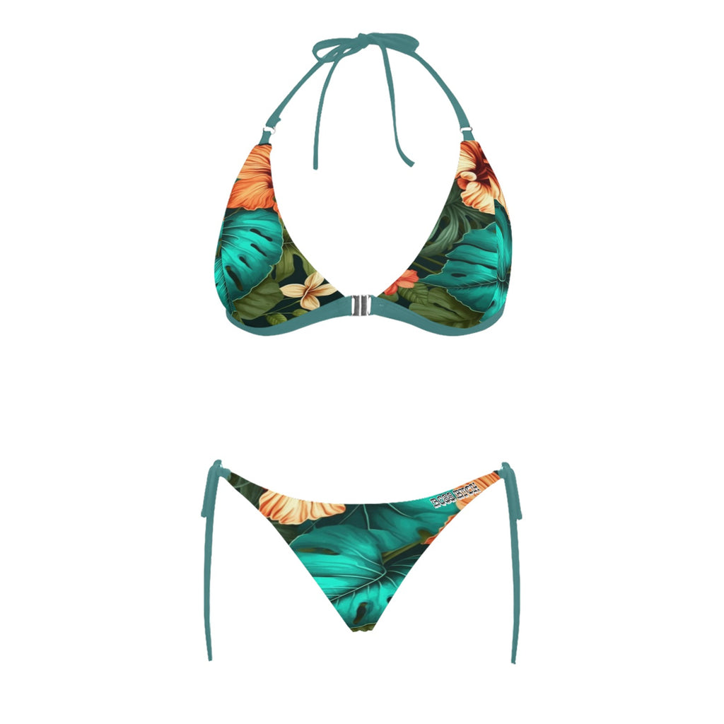 BOSS BTCH Bikini Halter de Cuerda con Cierre Frontal en Verde Tropical