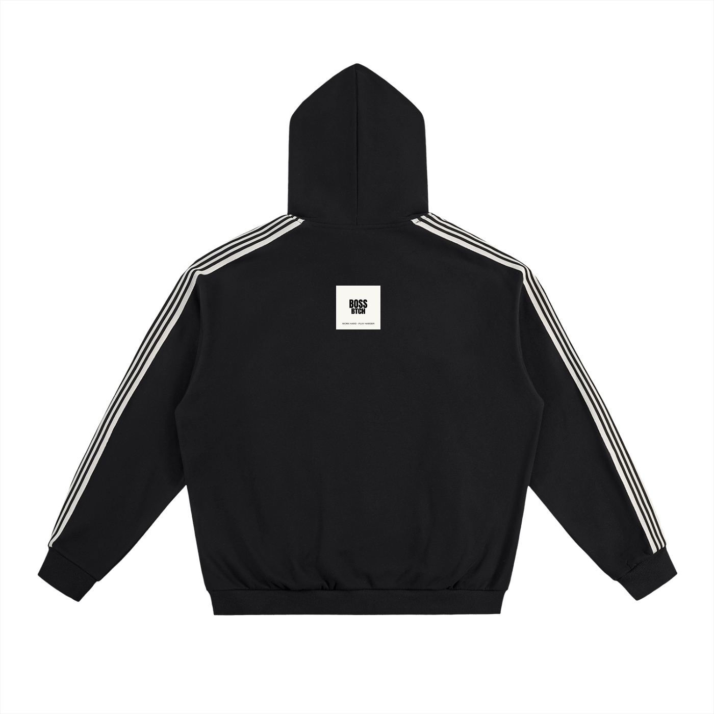 Sudadera con Capucha de Hombro Caído y Rayas Laterales Sobredimensionada BoSS BTCH