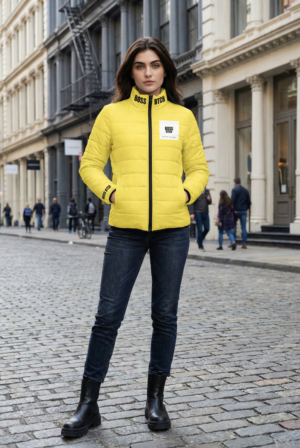 BOSS BTCH Yellow Puffer Jacket