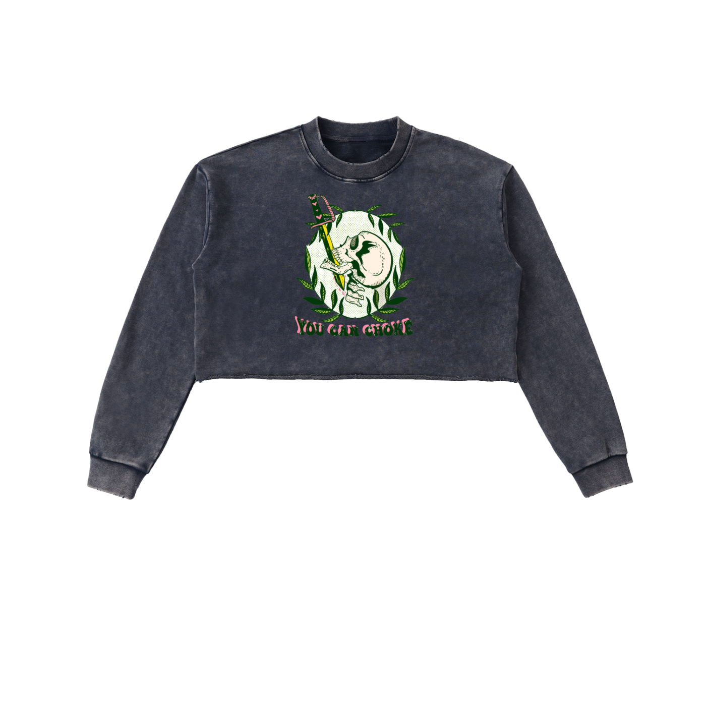 Sudadera Cortada con Bordes Deshilachados BoSS BTCH You Can Choke Lavada a la Nieve