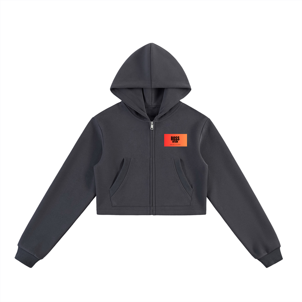 Sudadera con capucha recortada y cremallera BoSS BTCH