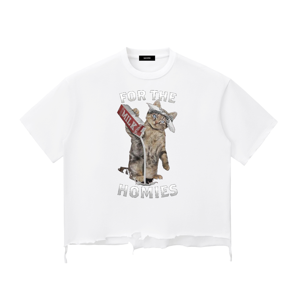 BoSS BTCH Oversized Snow Wash Raw-Hem Boxy T-shirt