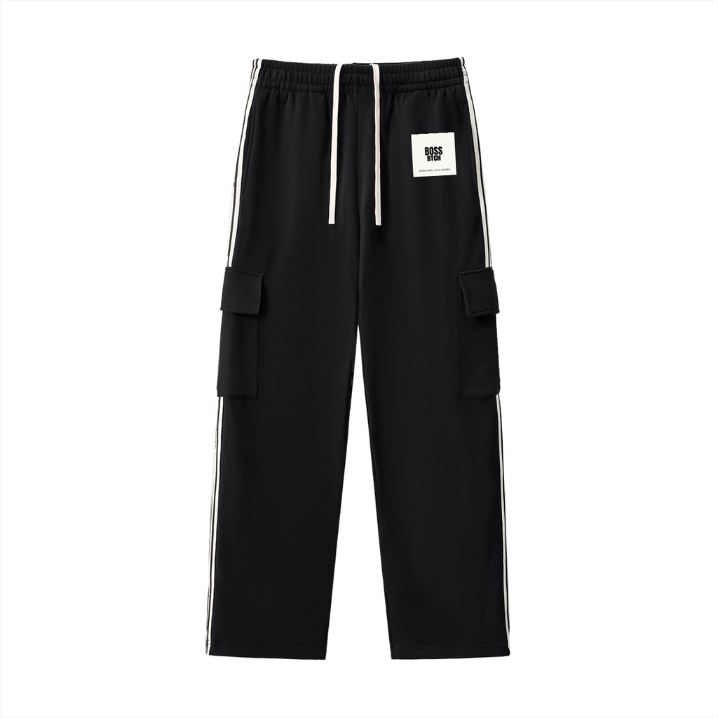 Pantalones de chándal rectos con cordón y franjas laterales BoSS BTCH