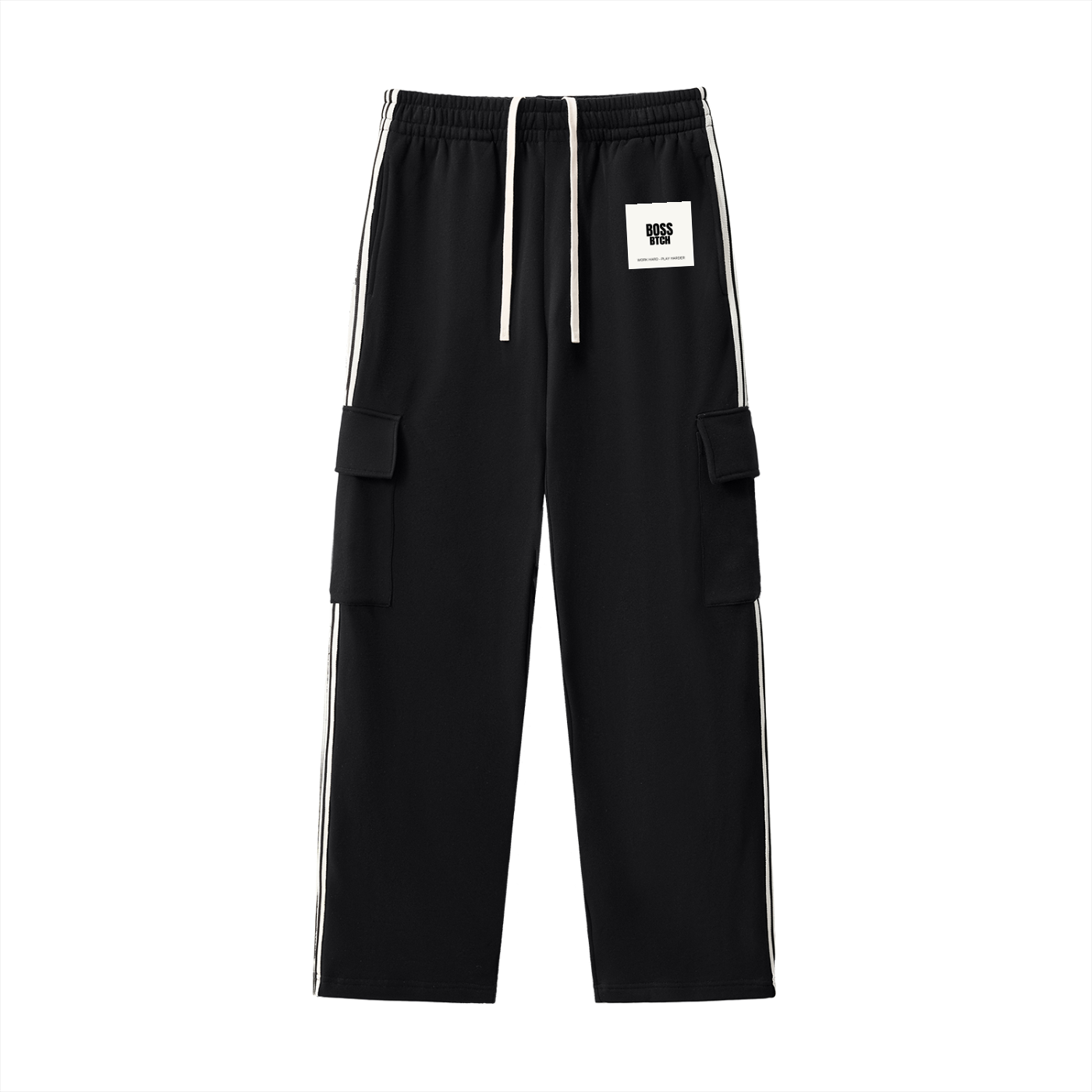 Pantalones de chándal rectos con cordón y franjas laterales BoSS BTCH