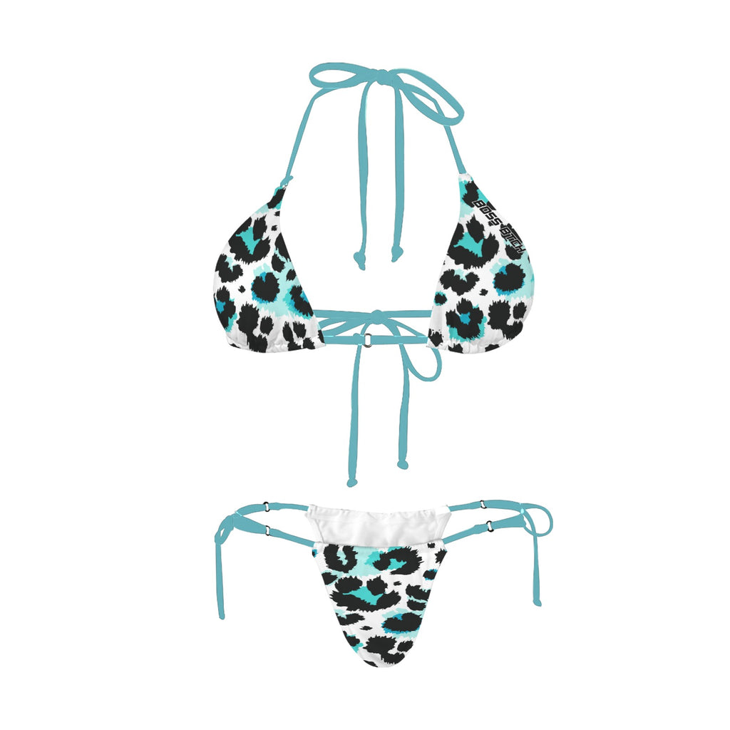 BOSS BTCH Bikini de Cuerda con Estampado Animal Azul