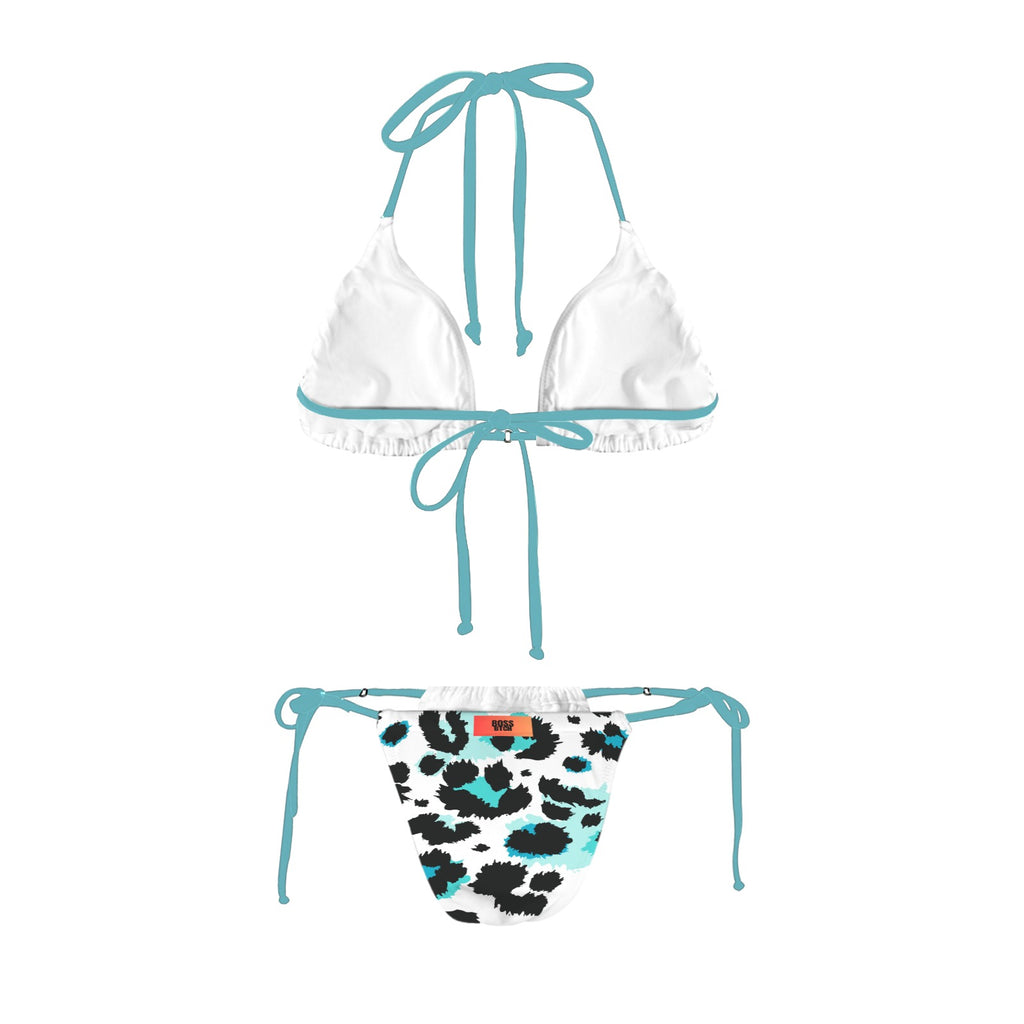 BOSS BTCH Bikini de Cuerda con Estampado Animal Azul