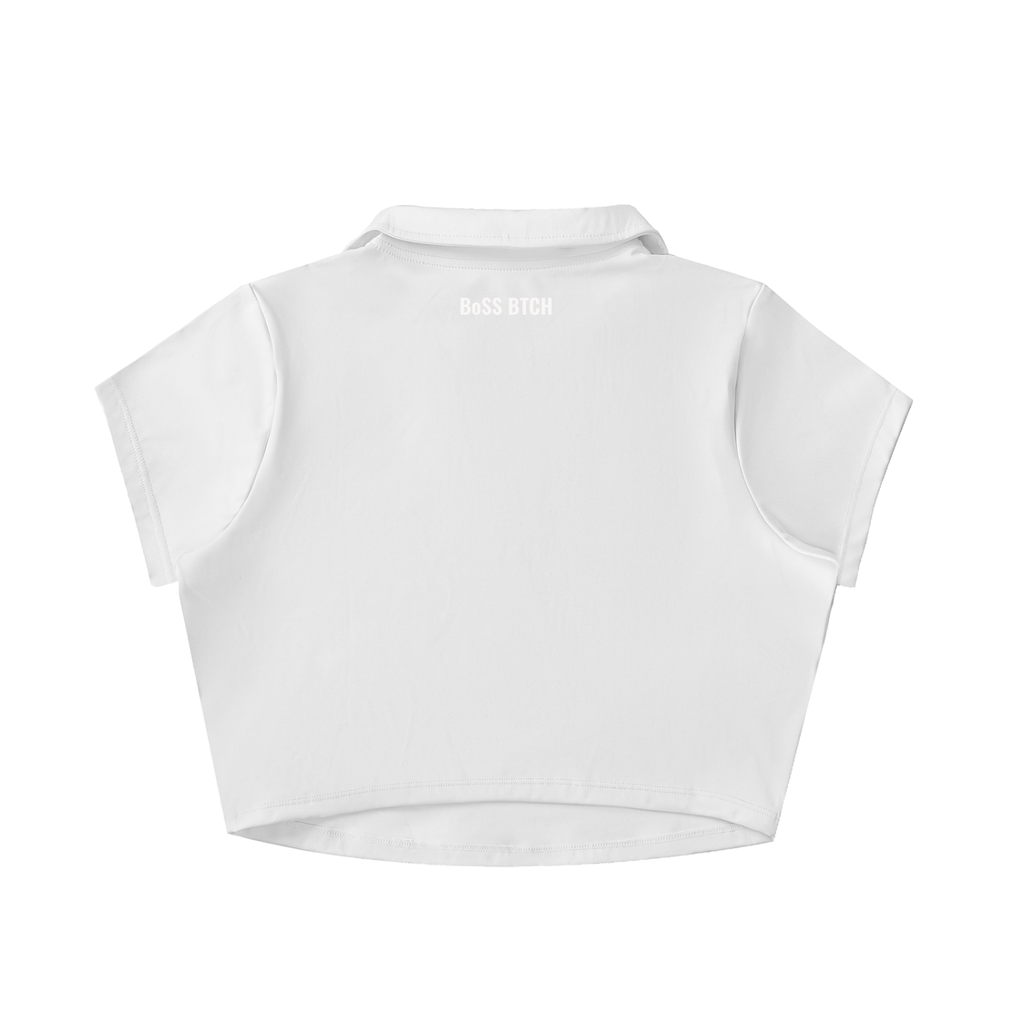 BoSS BTCH V-Neck Lapel Crop Top