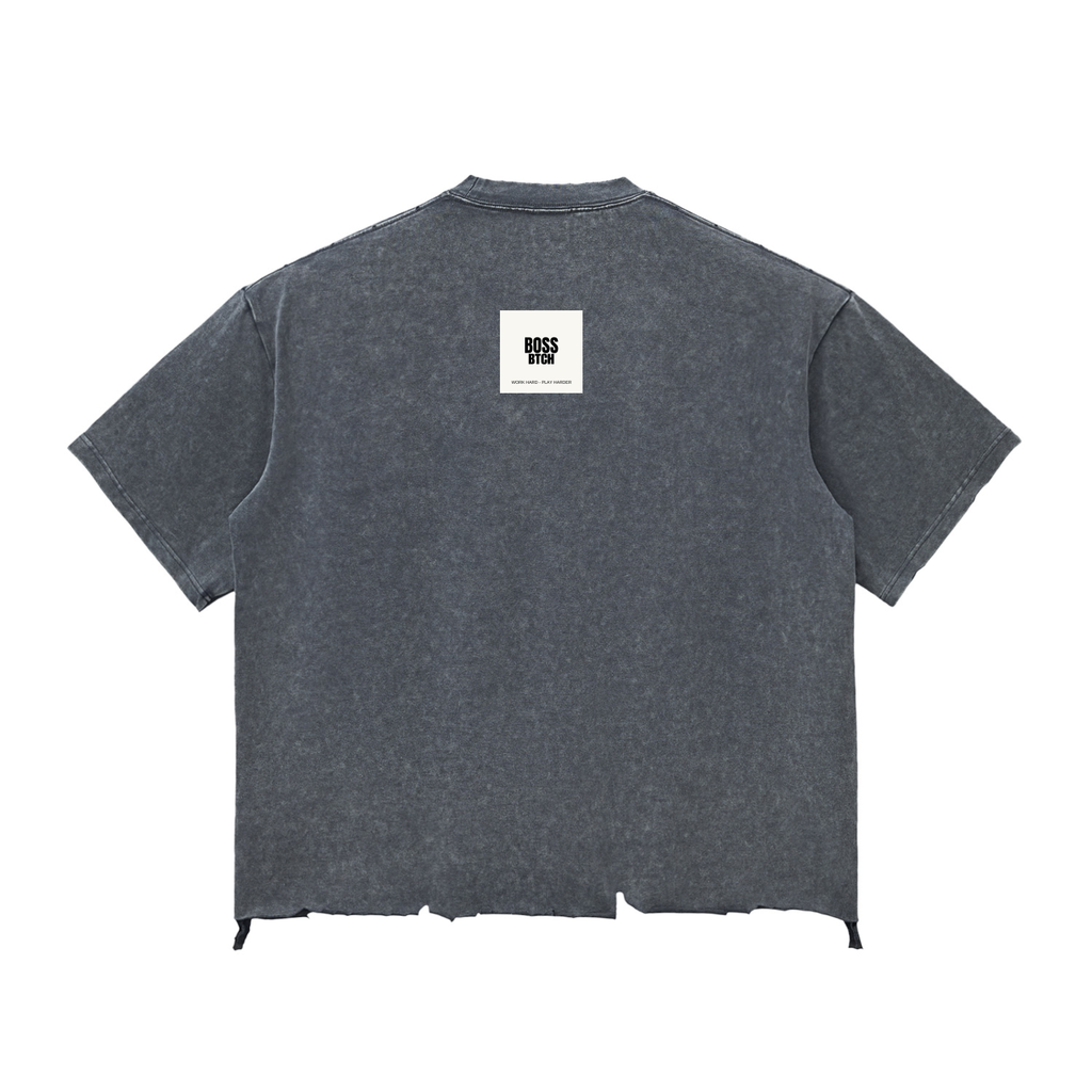 BoSS BTCH Oversized Snow Wash Raw-Hem Boxy T-shirt