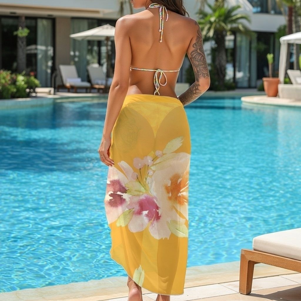 BOSS BTCH Yellow Flower Print Full Length Sarong