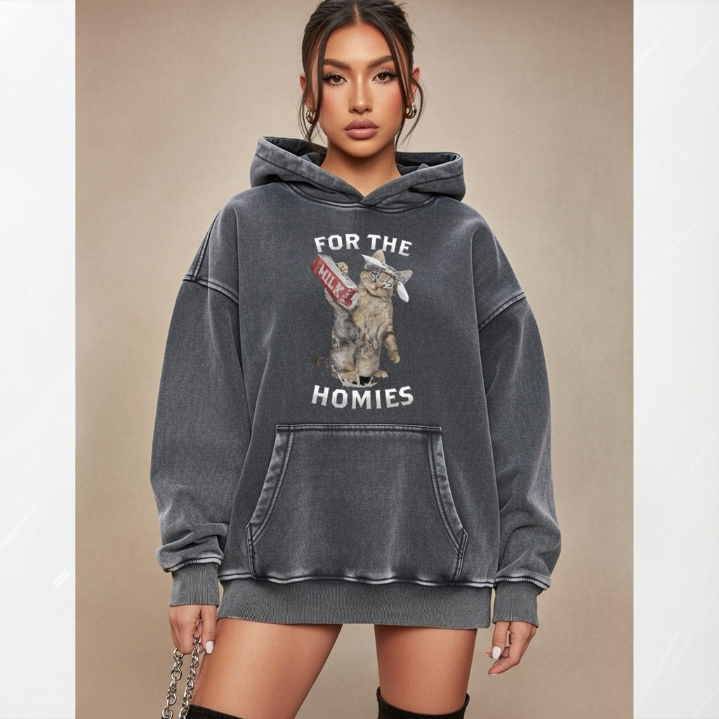 BoSS BTCH Snow Wash Fleece Oversize Hoodie For The Homies