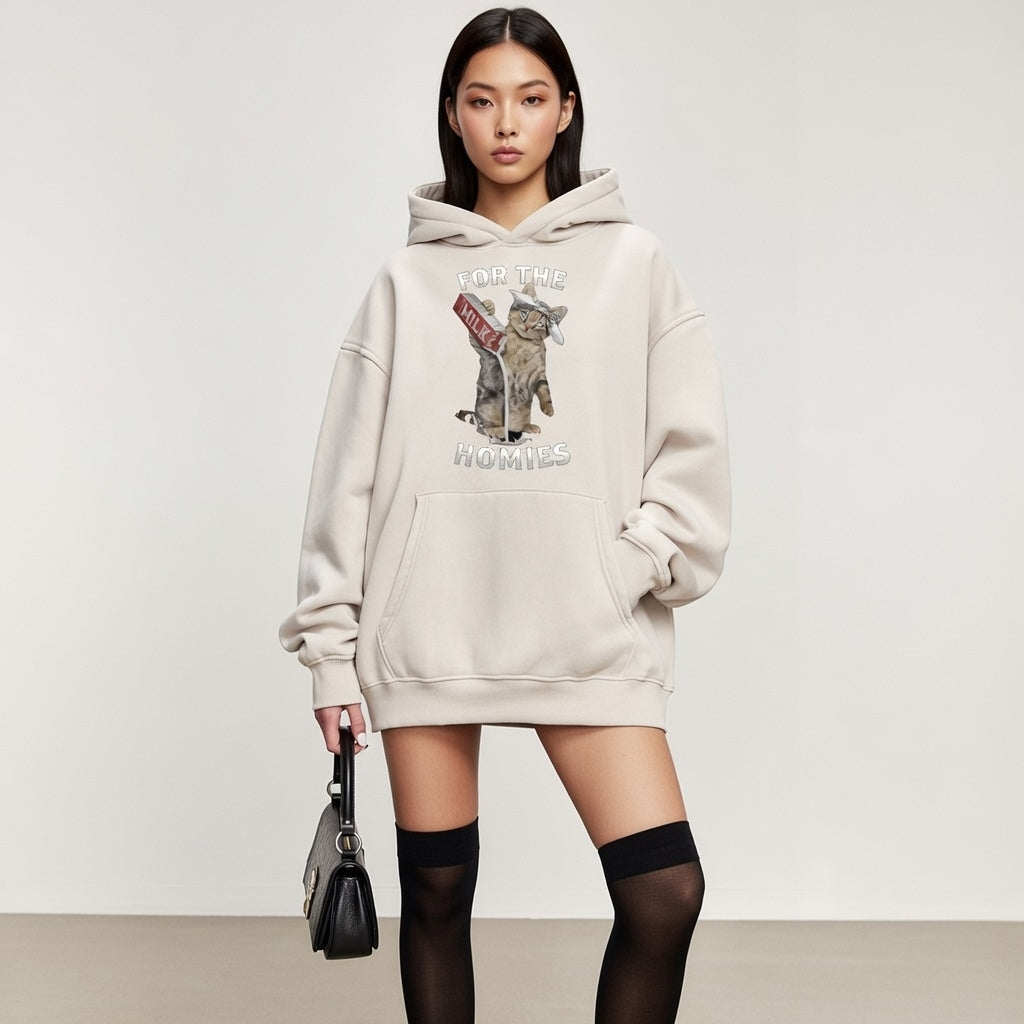 Sudadera de felpa de gran tamaño BoSS BTCH Snow Wash para los amigos